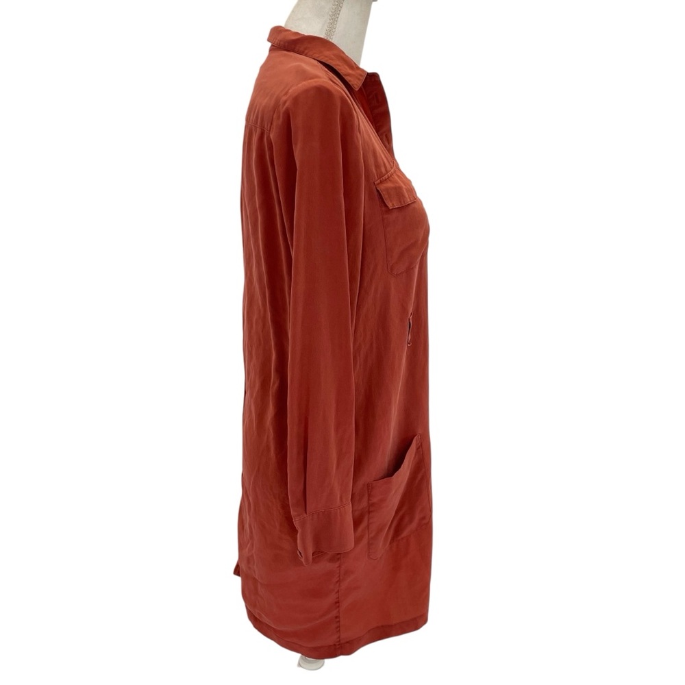Sézane Silk Shirt Dress 34 Rust/Orange - Picture 3 of 15